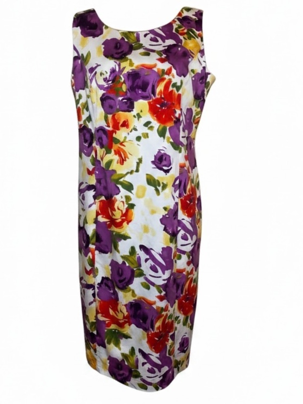 JULIAN TAYLOR Sleeveless Sheath Cocktail Dress in Purple, Yellow & Red Size 14